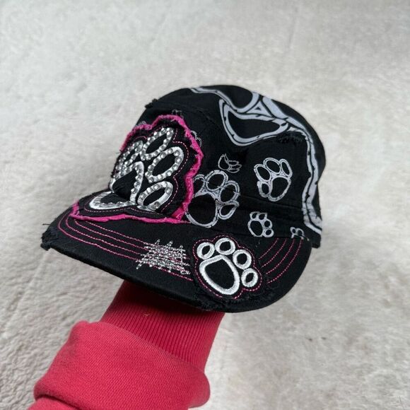 Vintage Y2K Rainbow Bling Rhinestone Women’s Paw Print Hat - Picture 1 of 5